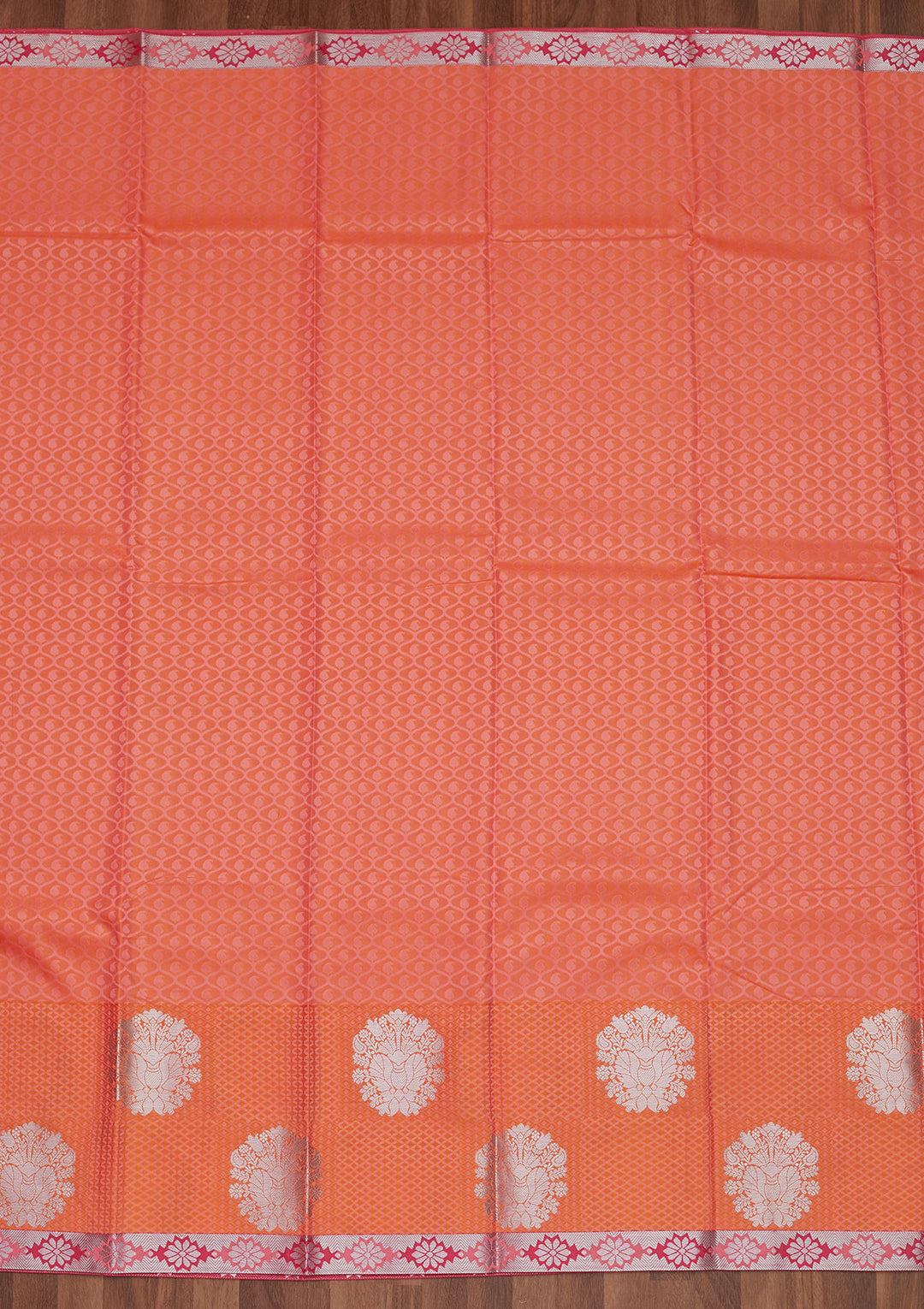 Peach Zariwork Art Silk Designer Saree - Koskii