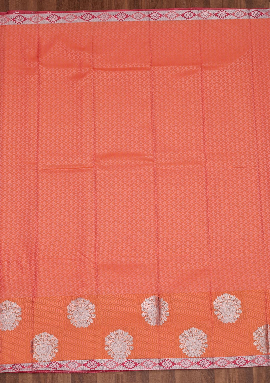 Peach Zariwork Art Silk Designer Saree - Koskii