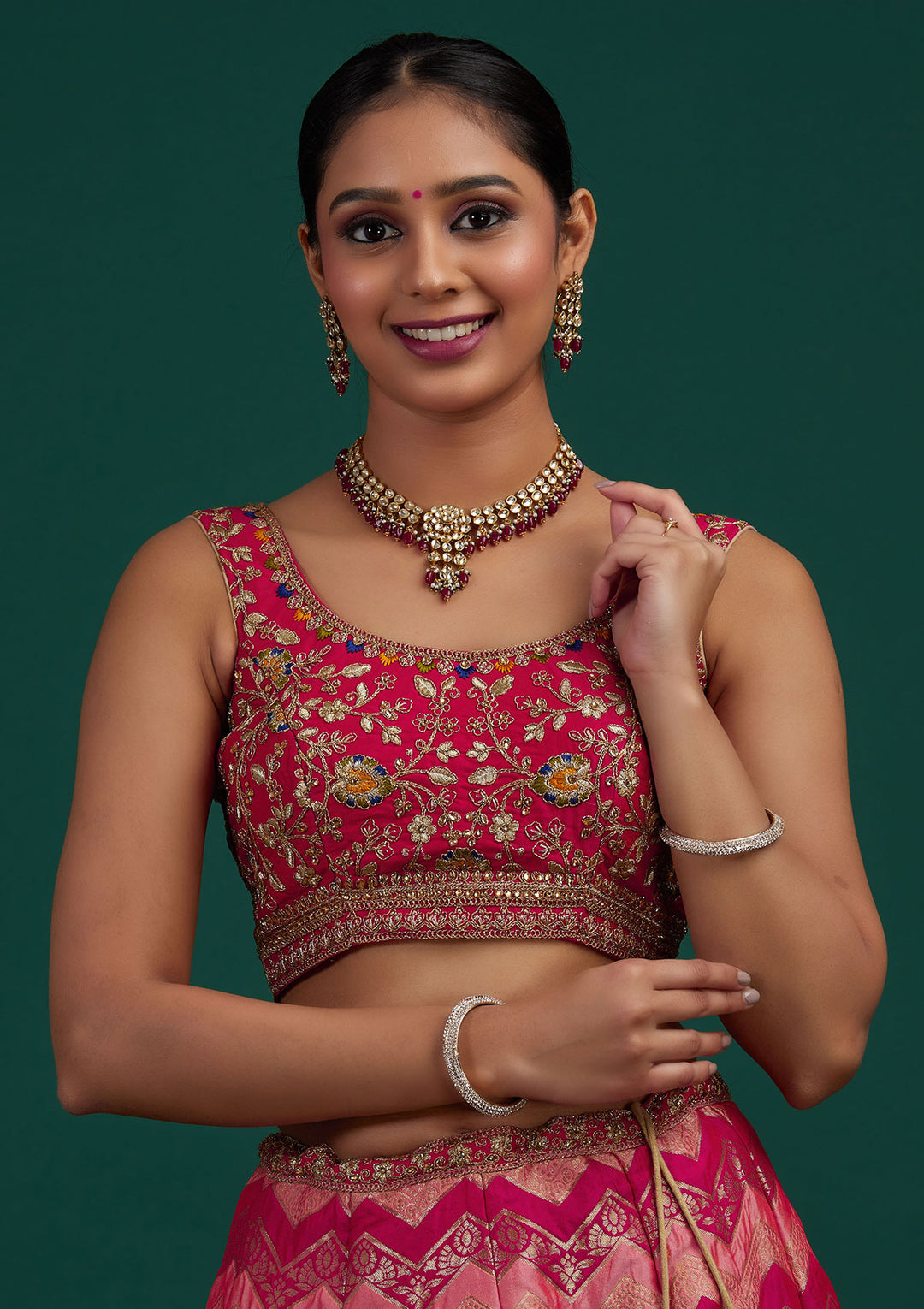 Peach Zariwork Banarasi Designer Semi-Stitched Lehenga - Koskii