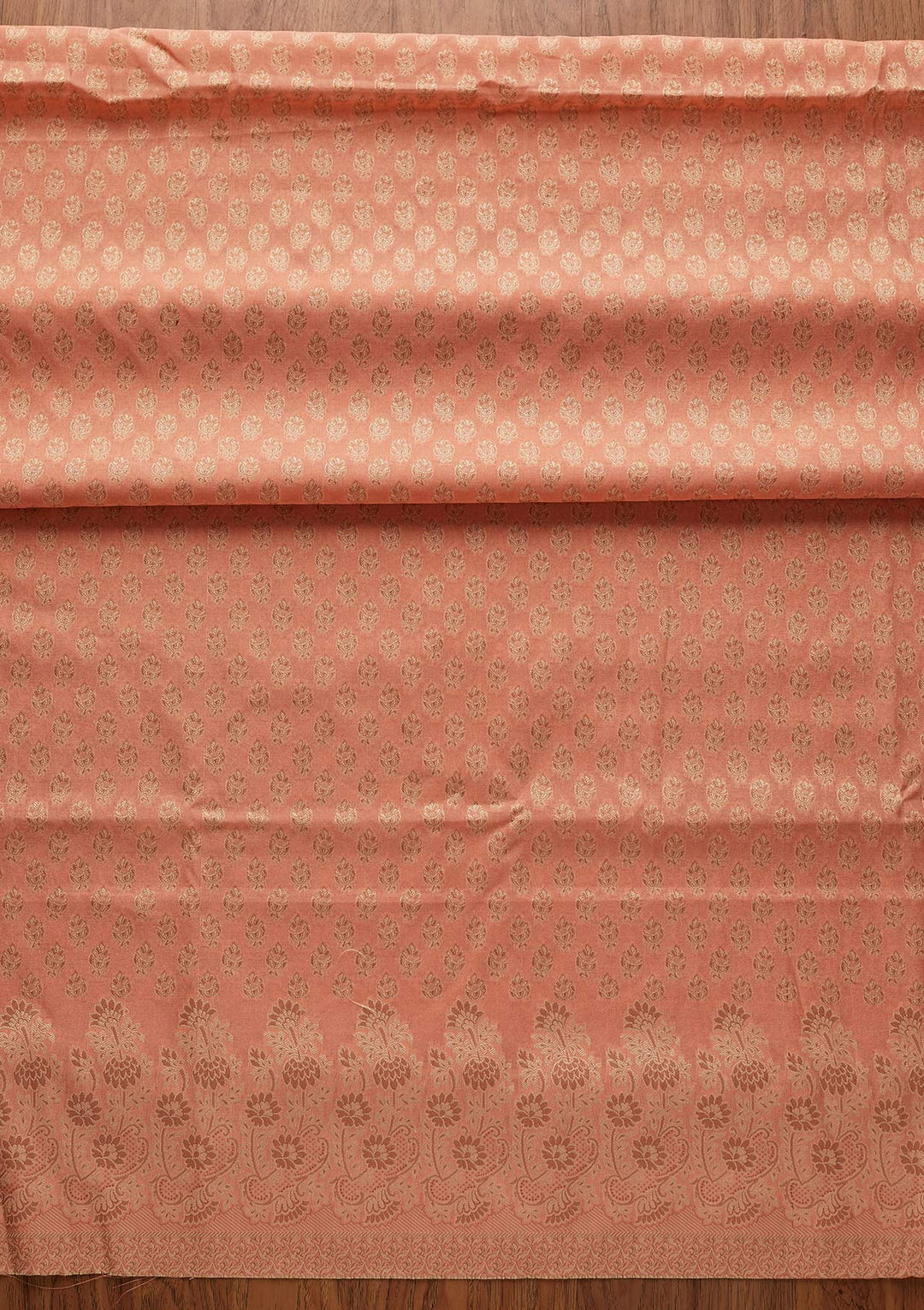 Peach Zariwork Banarasi Designer Unstitched Salwar Suit - koskii