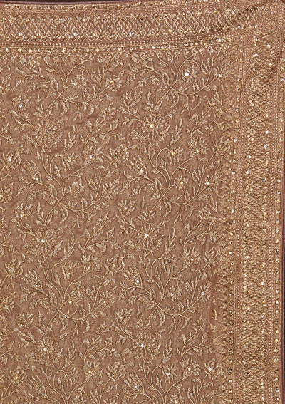 Peach Zariwork Georgette Saree-Koskii