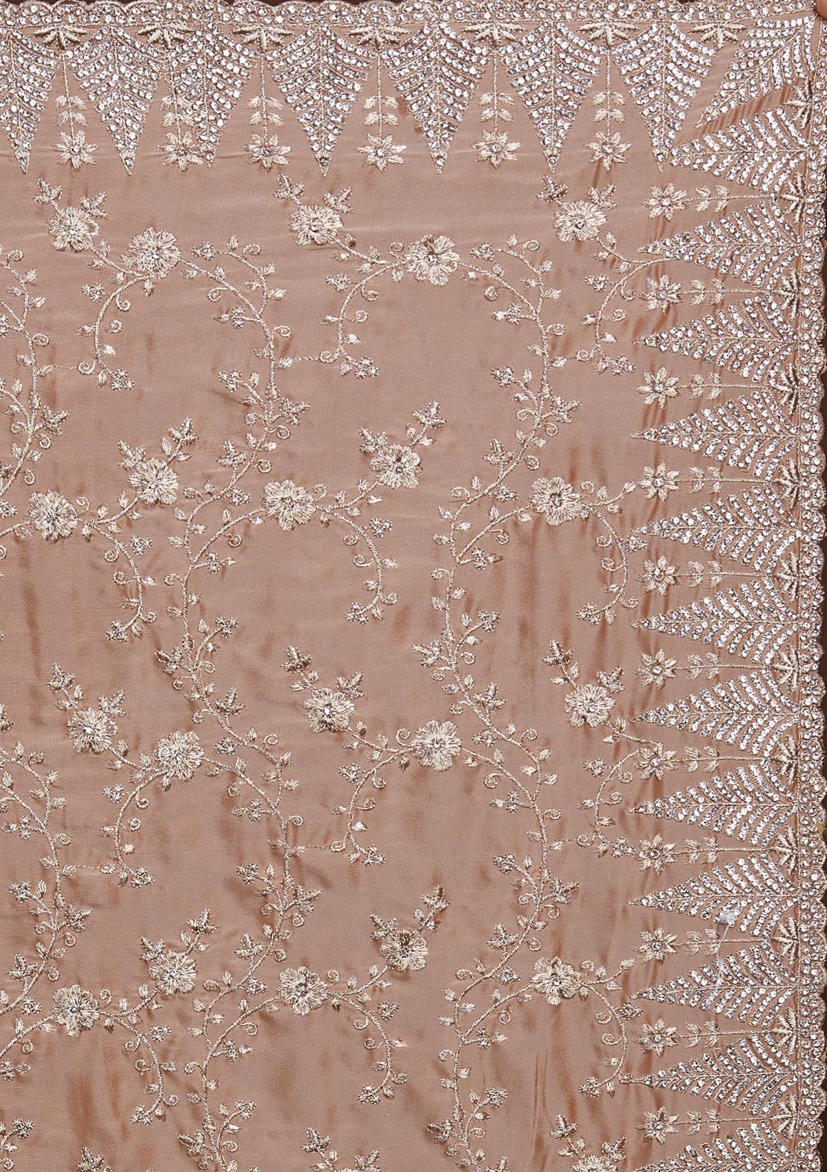 Peach Zariwork Georgette Saree-Koskii
