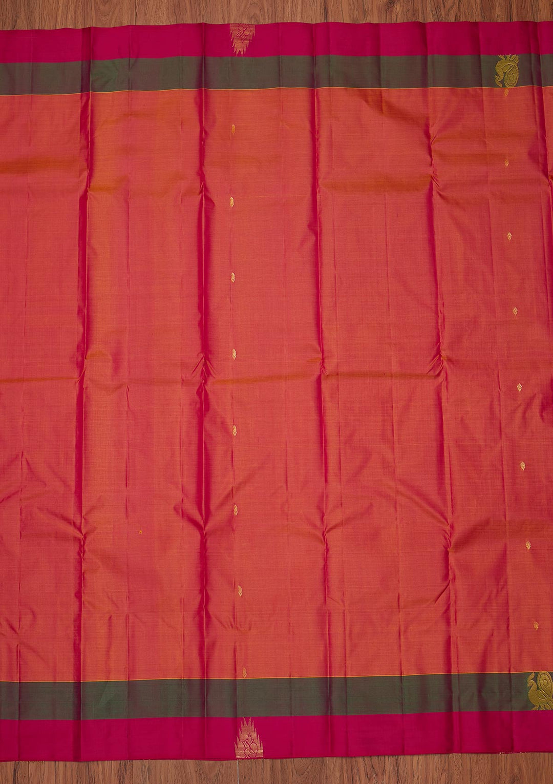 Peach Zariwork Pure Silk Designer Unstitched Saree - Koskii