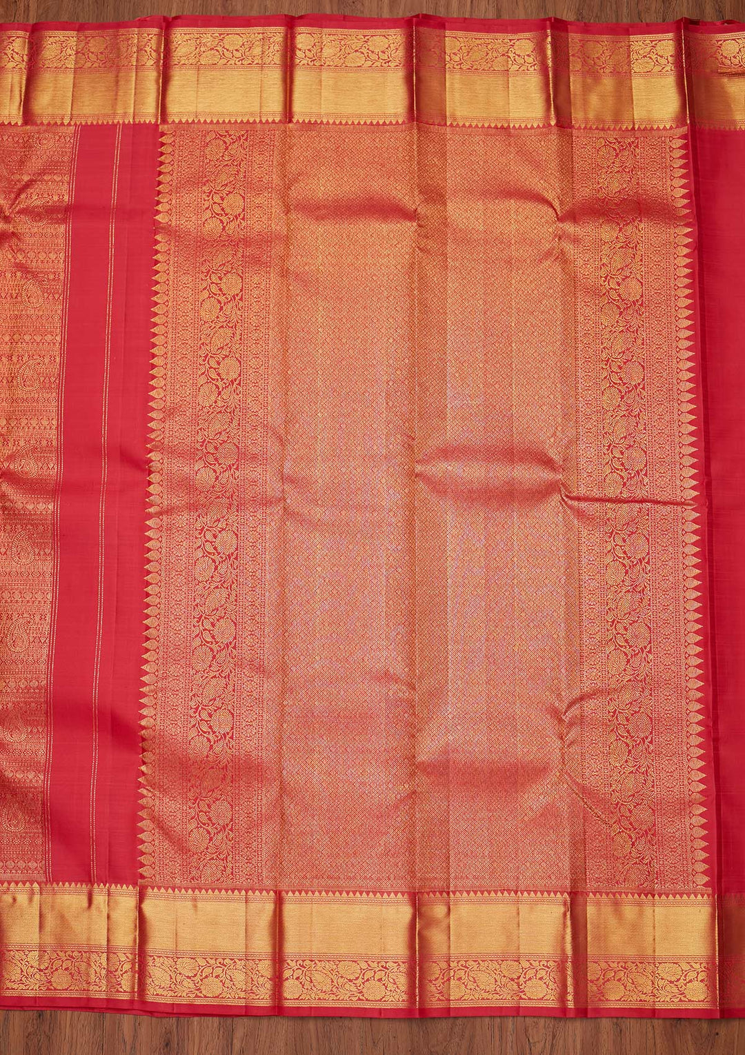 Peach Zariwork Pure Silk Designer Unstitched Saree - Koskii