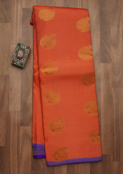 Peach Zariwork Pure Silk Saree-Koskii