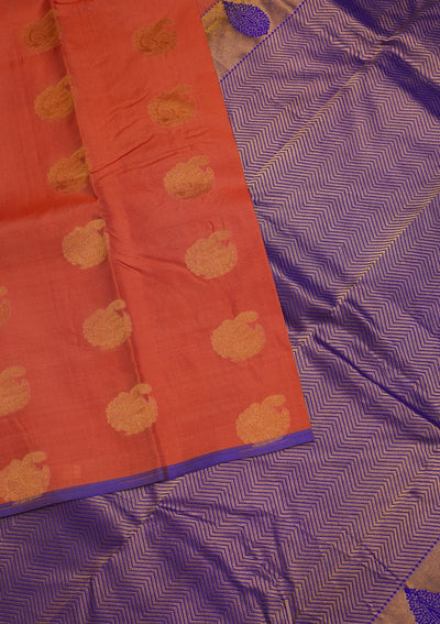 Peach Zariwork Pure Silk Saree-Koskii