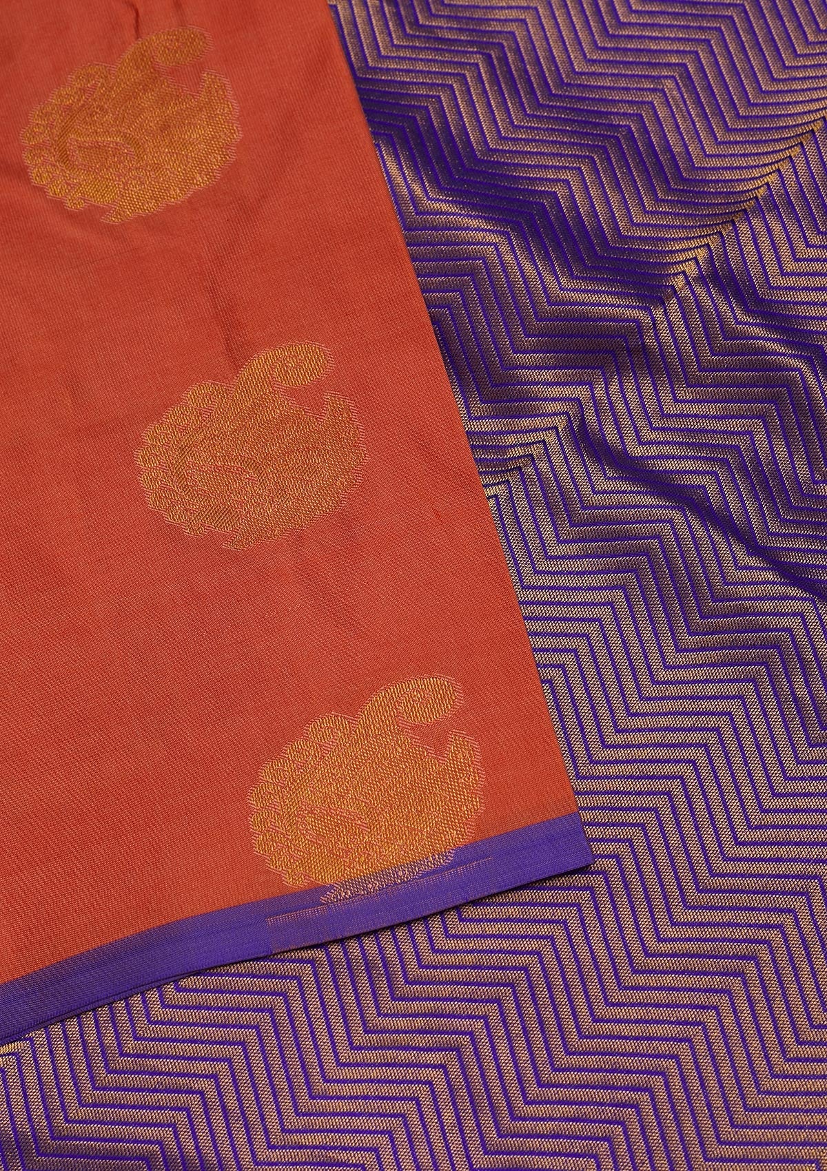 Peach Zariwork Pure Silk Saree-Koskii
