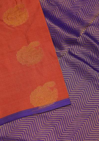 Peach Zariwork Pure Silk Saree-Koskii