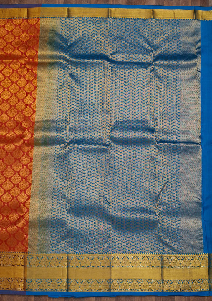 Orange Zariwork Pure Silk Saree-Koskii