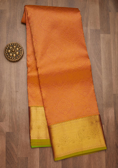 Peach Zariwork Pure Silk Saree-Koskii