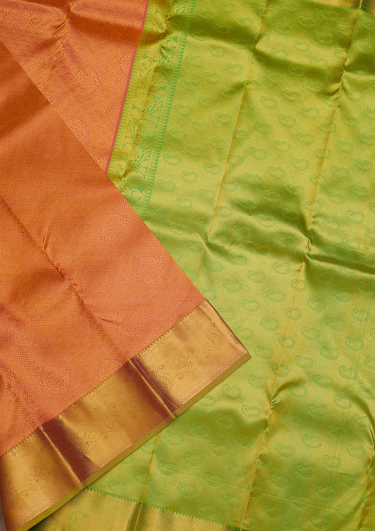 Peach Zariwork Pure Silk Saree-Koskii