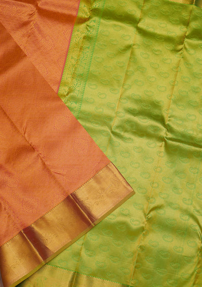 Peach Zariwork Pure Silk Saree-Koskii