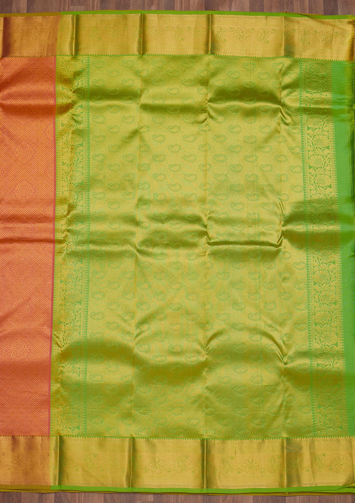 Peach Zariwork Pure Silk Saree-Koskii