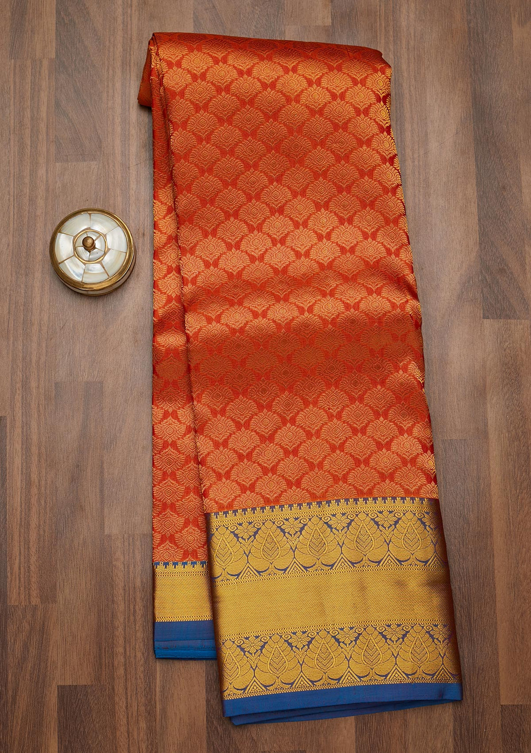 Orange Zariwork Pure Silk Saree-Koskii