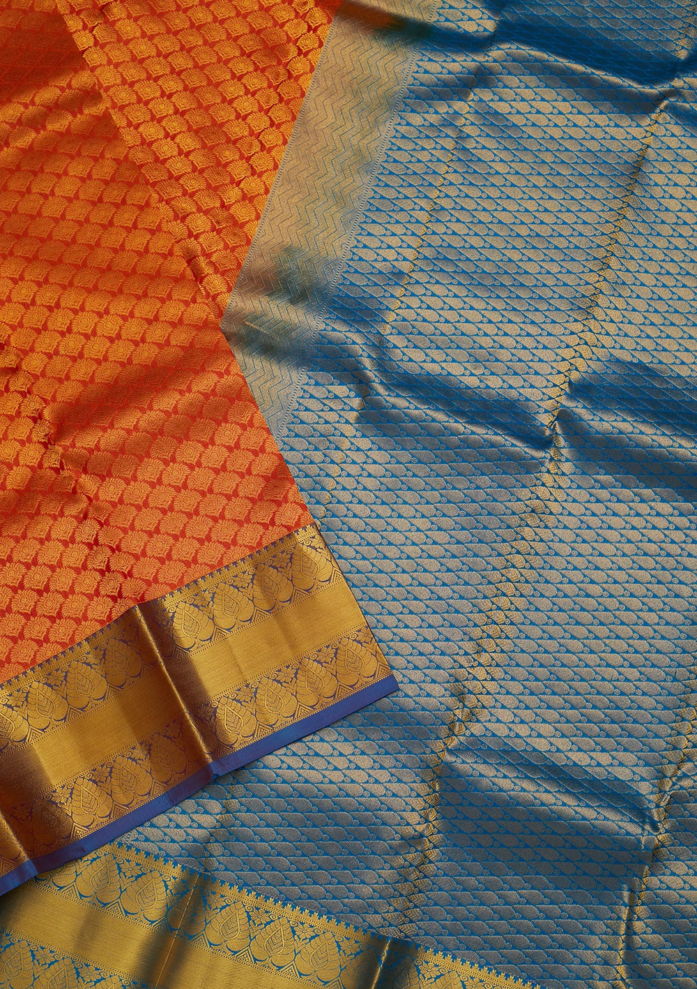 Orange Zariwork Pure Silk Saree-Koskii
