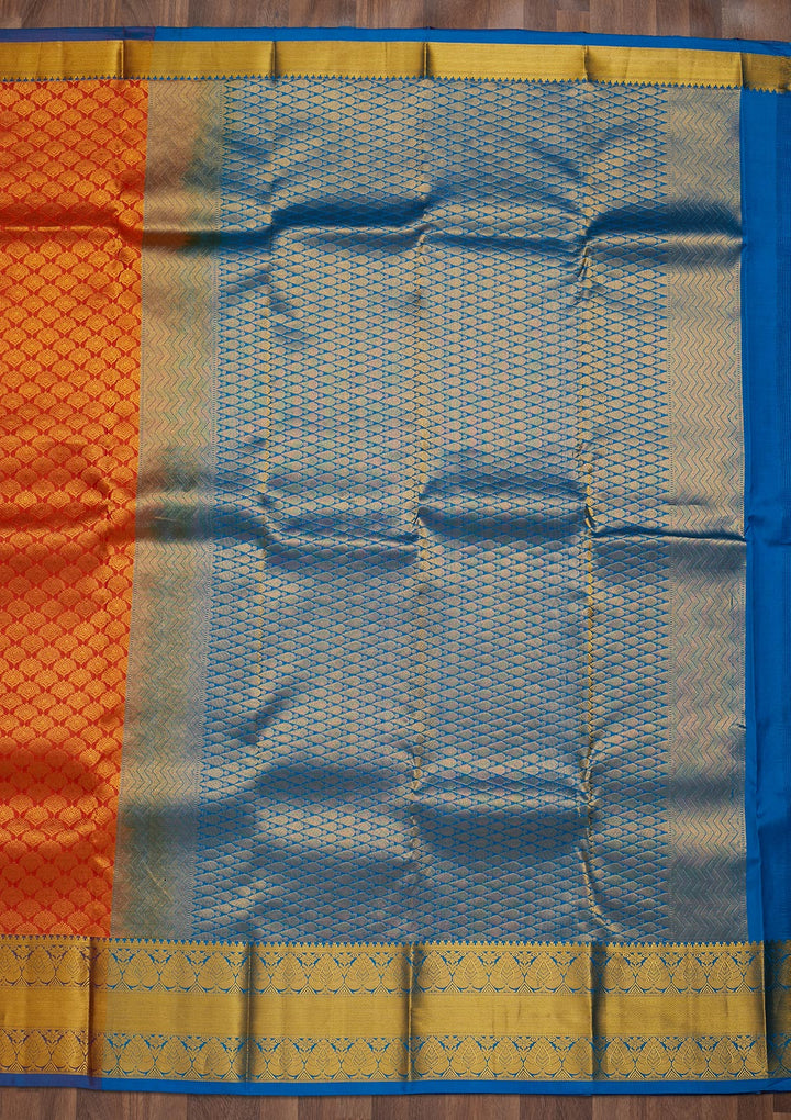 Orange Zariwork Pure Silk Saree-Koskii