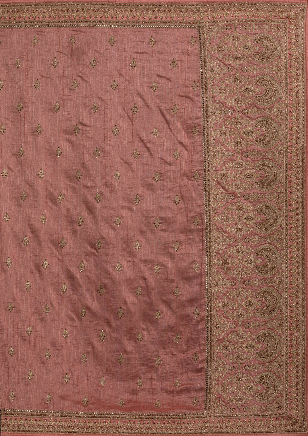 Peach Zariwork Raw Silk Designer Saree - koskii
