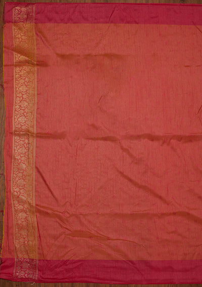 Peach Zariwork Raw Silk Designer Saree - koskii