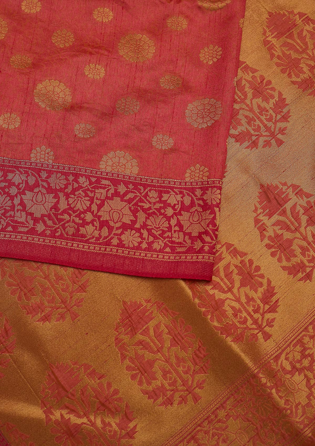 Peach Zariwork Raw Silk Designer Saree - koskii
