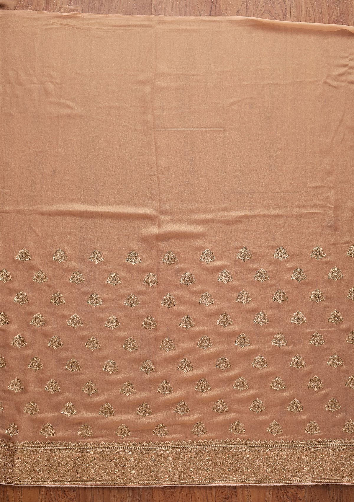 Peach Zariwork Shimmer Designer Saree - koskii