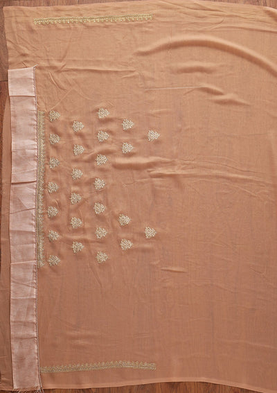 Peach Zariwork Shimmer Designer Saree - koskii