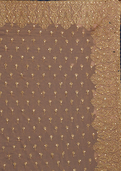 Peach Zariwork Shimmer Designer Saree - Koskii