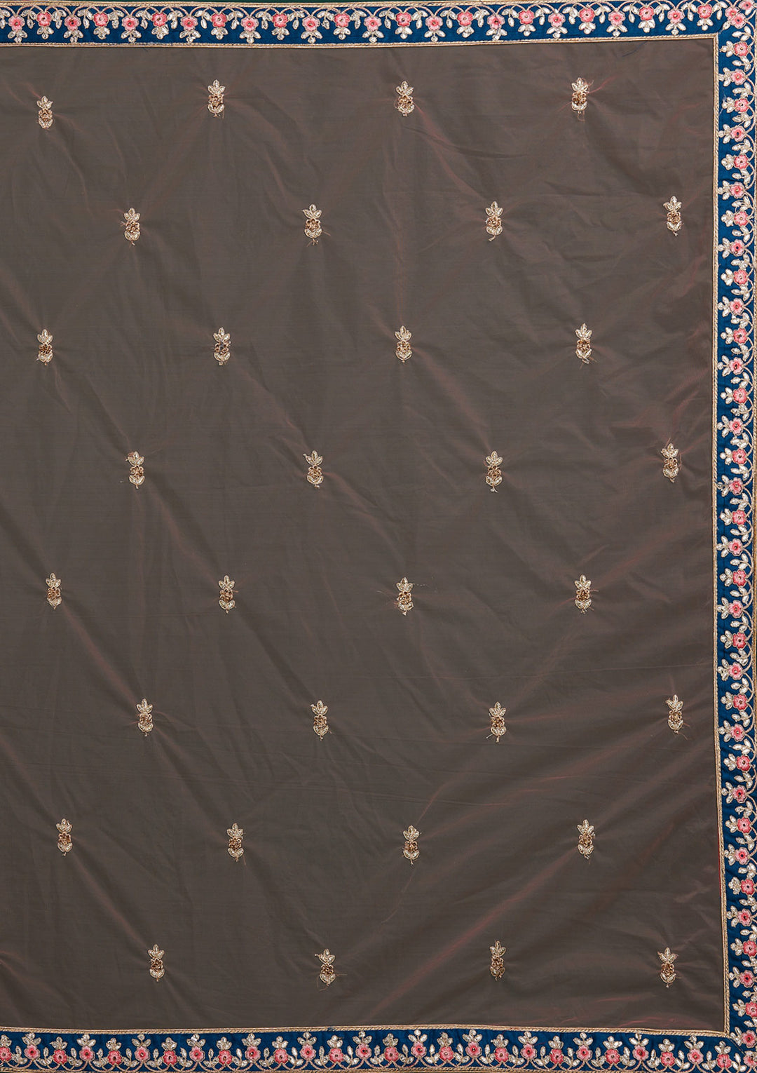 Peacock Blue Gotapatti Raw Silk Designer Semi-Stitched Lehenga - Koskii