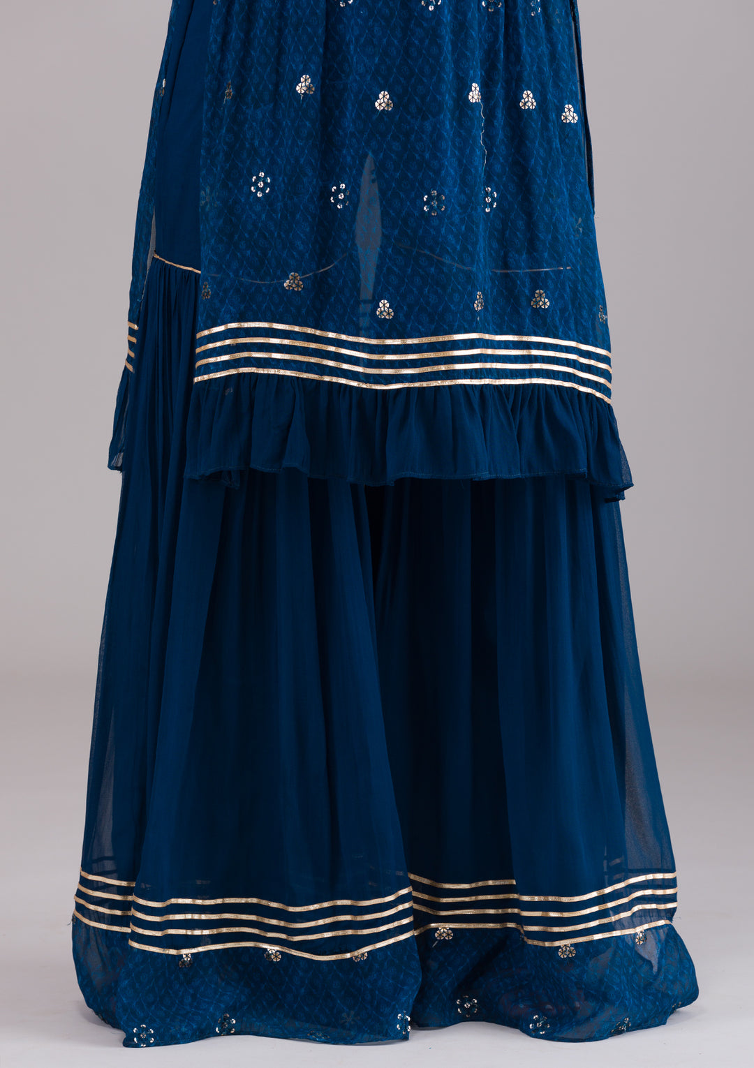 Peacock Blue Sequins Georgette Salwar Suit-Koskii