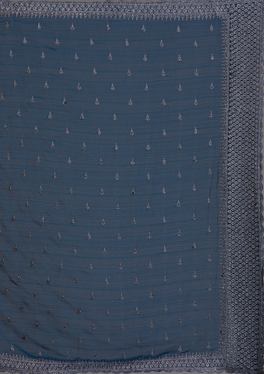 Peacock Blue Stonework Georgette Saree-Koskii