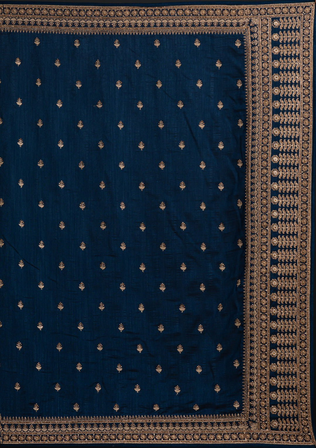 Peacock Blue Stonework Raw Silk Designer Saree - koskii