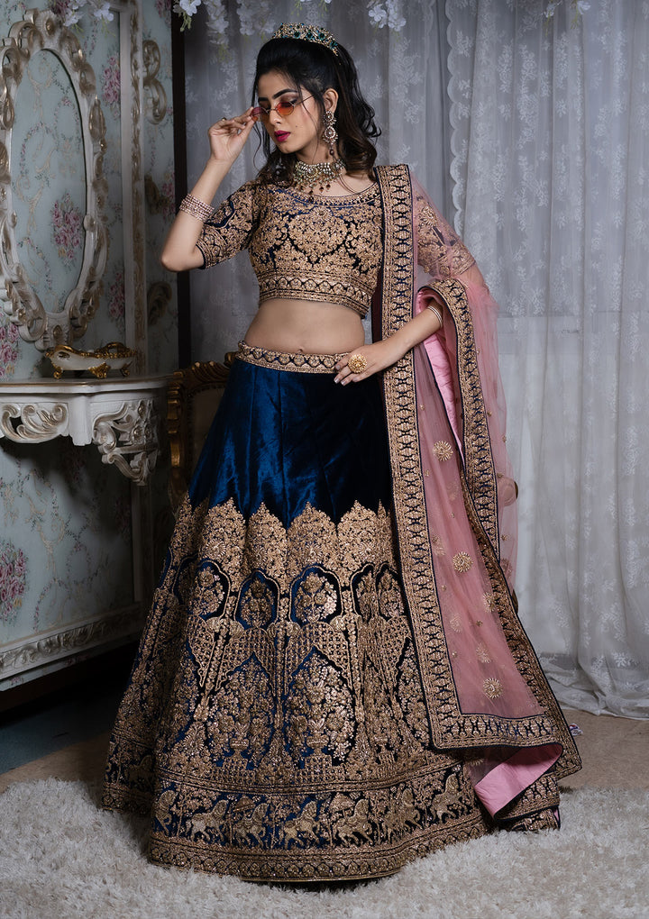 Peacock colour bridal lehenga hot sale