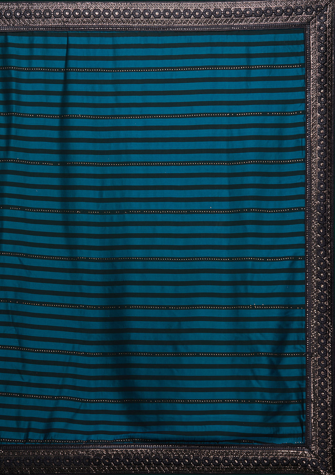 Peacock Blue Swarovski Georgette Saree - Koskii