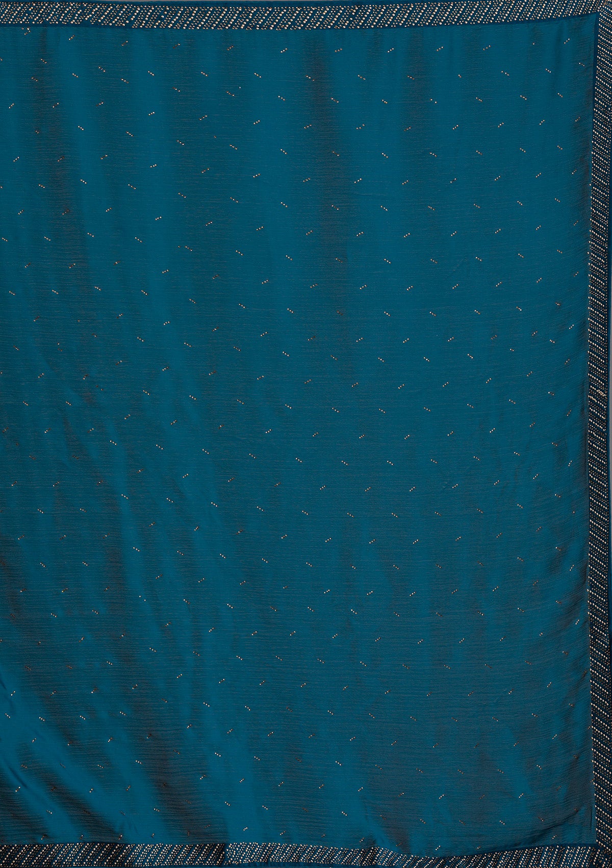 Peacock Blue Swarovski Semi Crepe Saree-Koskii