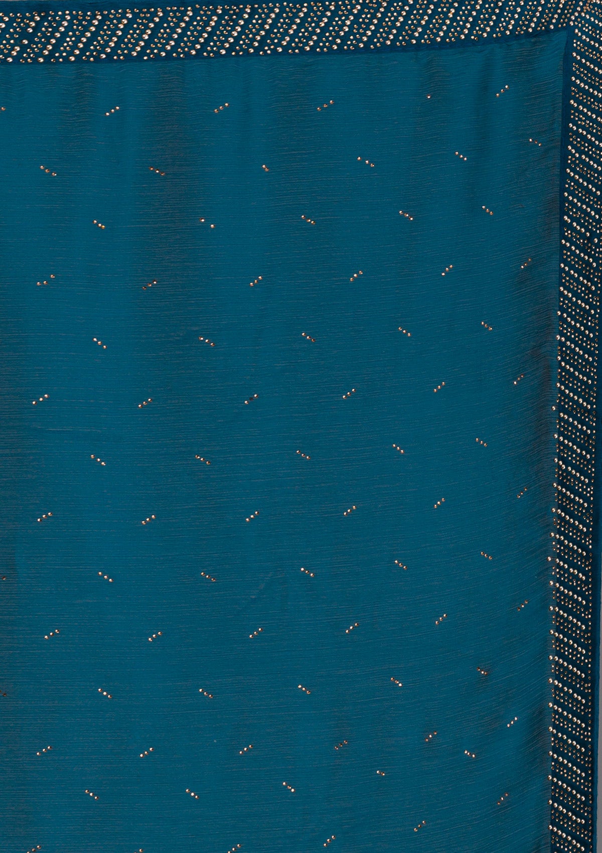 Peacock Blue Swarovski Semi Crepe Saree-Koskii