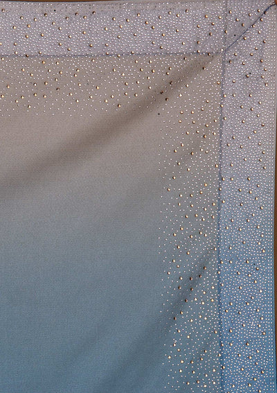 Peacock Blue Swarovski Tissue Designer Saree - Koskii