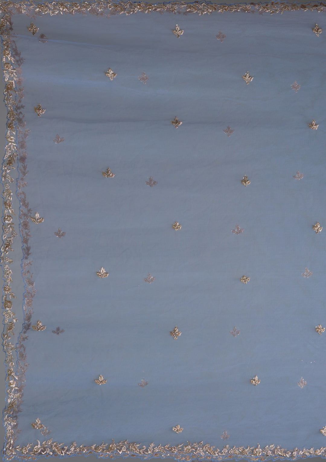 Peacock Blue Zardosi Velvet Designer Lehenga - Koskii
