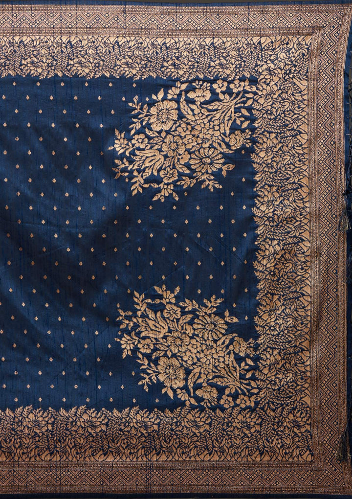Peacock Blue Zariwork Banarasi Designer Saree - Koskii