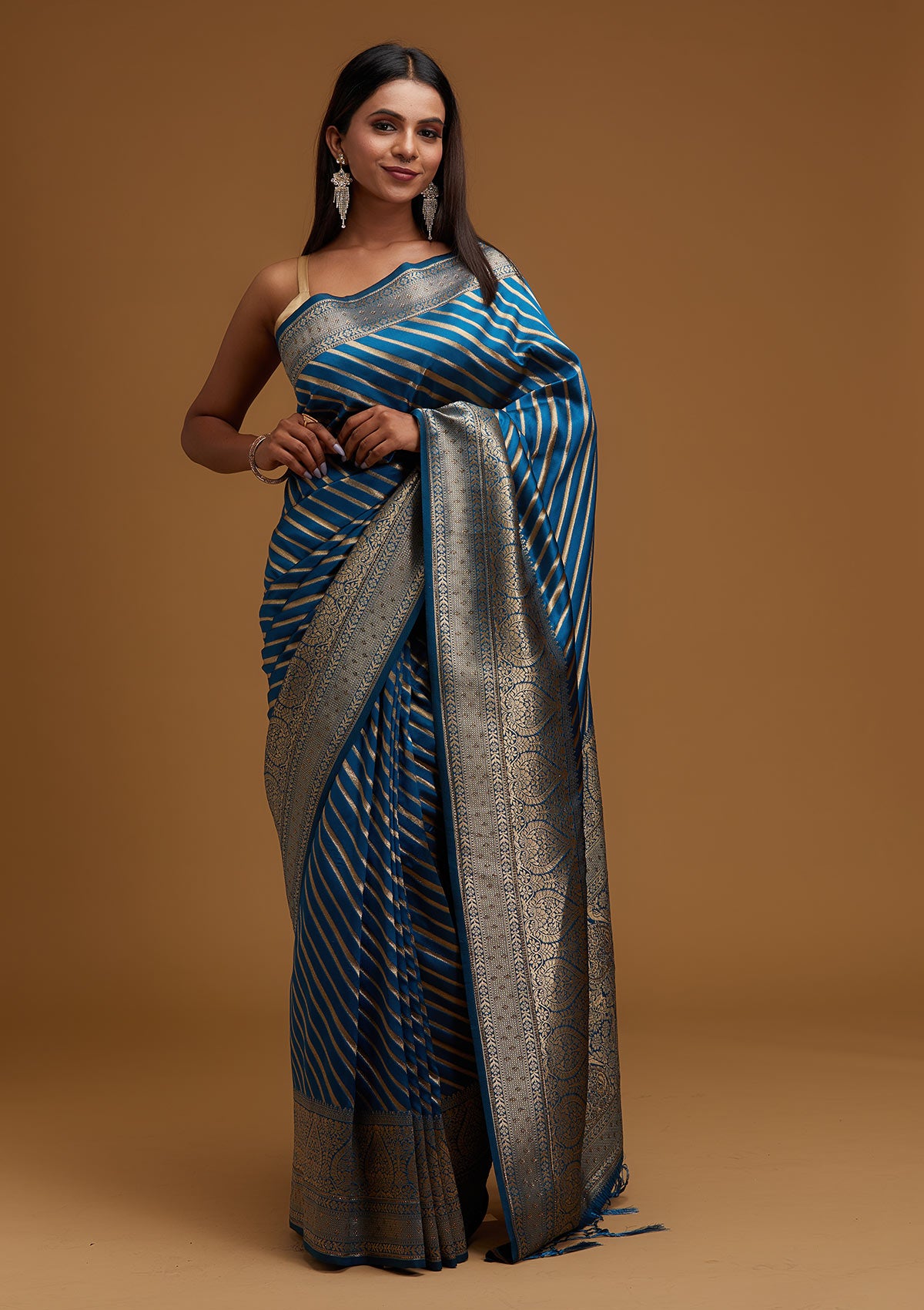 Splendid Navy blue Banarasi raw silk Wedding Saree - sr16786