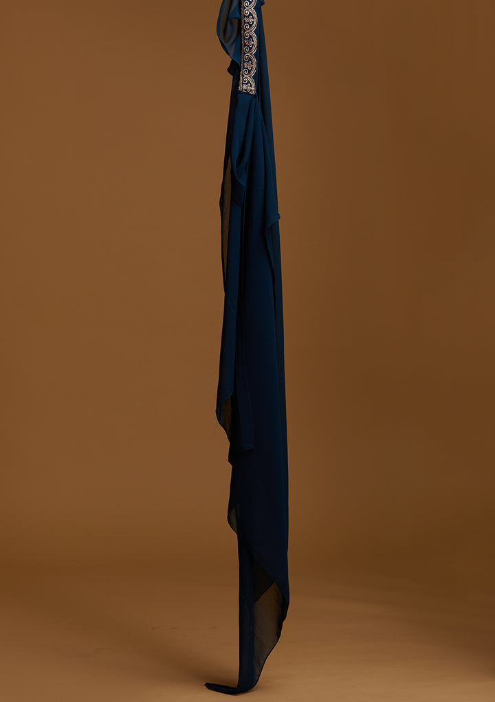 Peacock Blue Zariwork Georgette Designer Salwar Suit - Koskii