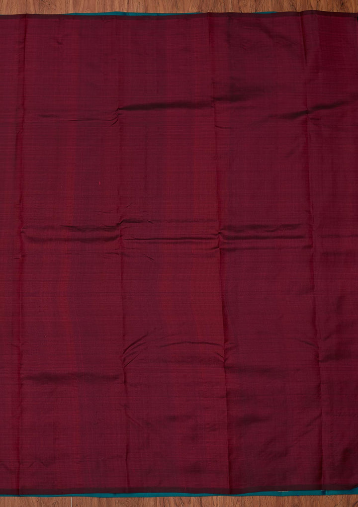 Peacock Blue Zariwork Pure Silk Designer Unstitched Saree - Koskii