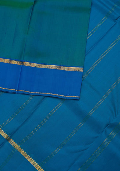 Peacock Blue Zariwork Pure Silk Designer Unstitched Saree - Koskii