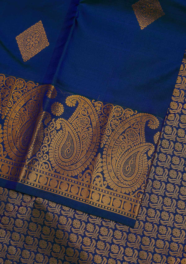 Peacock Blue Zariwork Pure Silk Designer Saree - Koskii