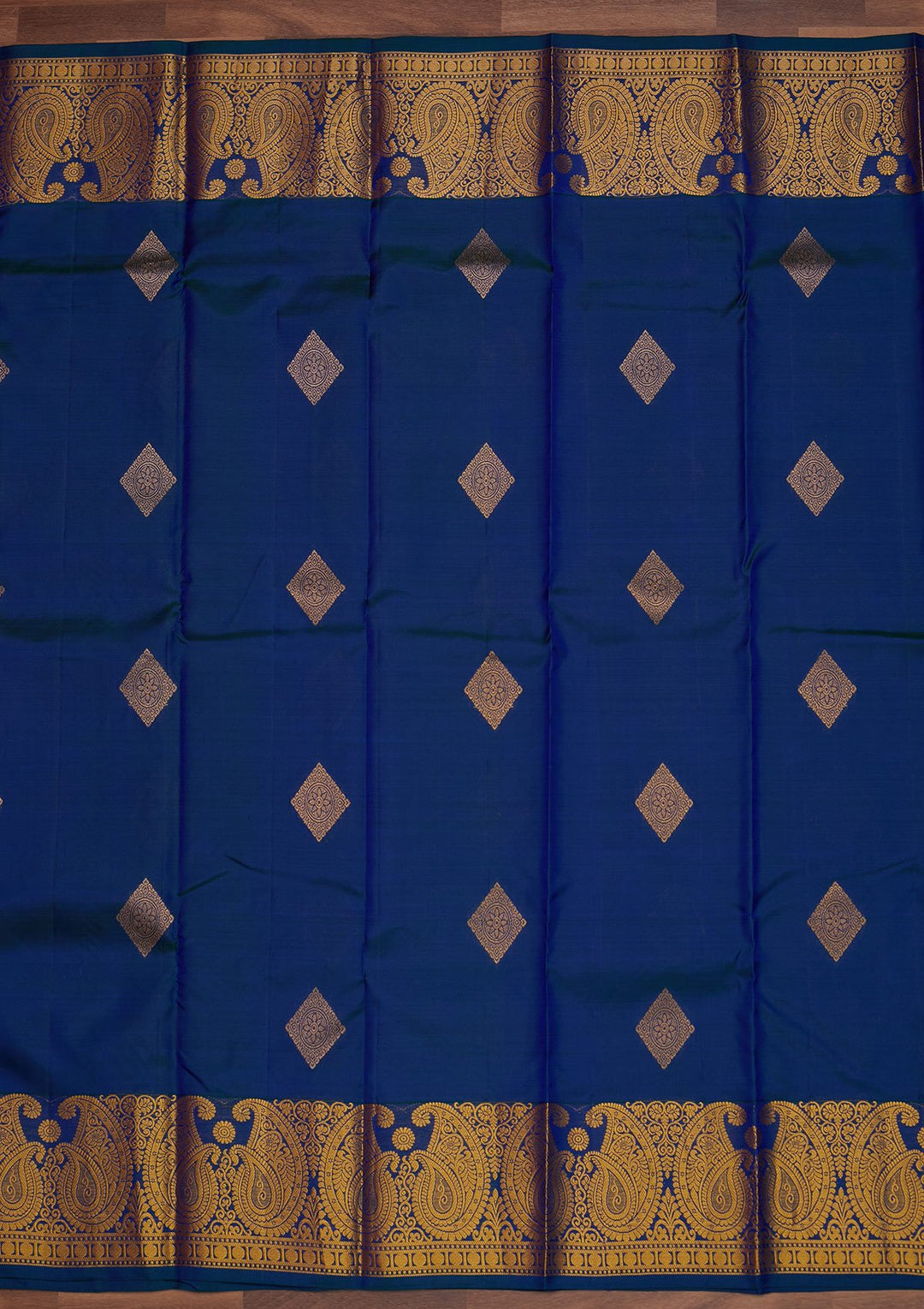 Peacock Blue Zariwork Pure Silk Designer Saree - Koskii