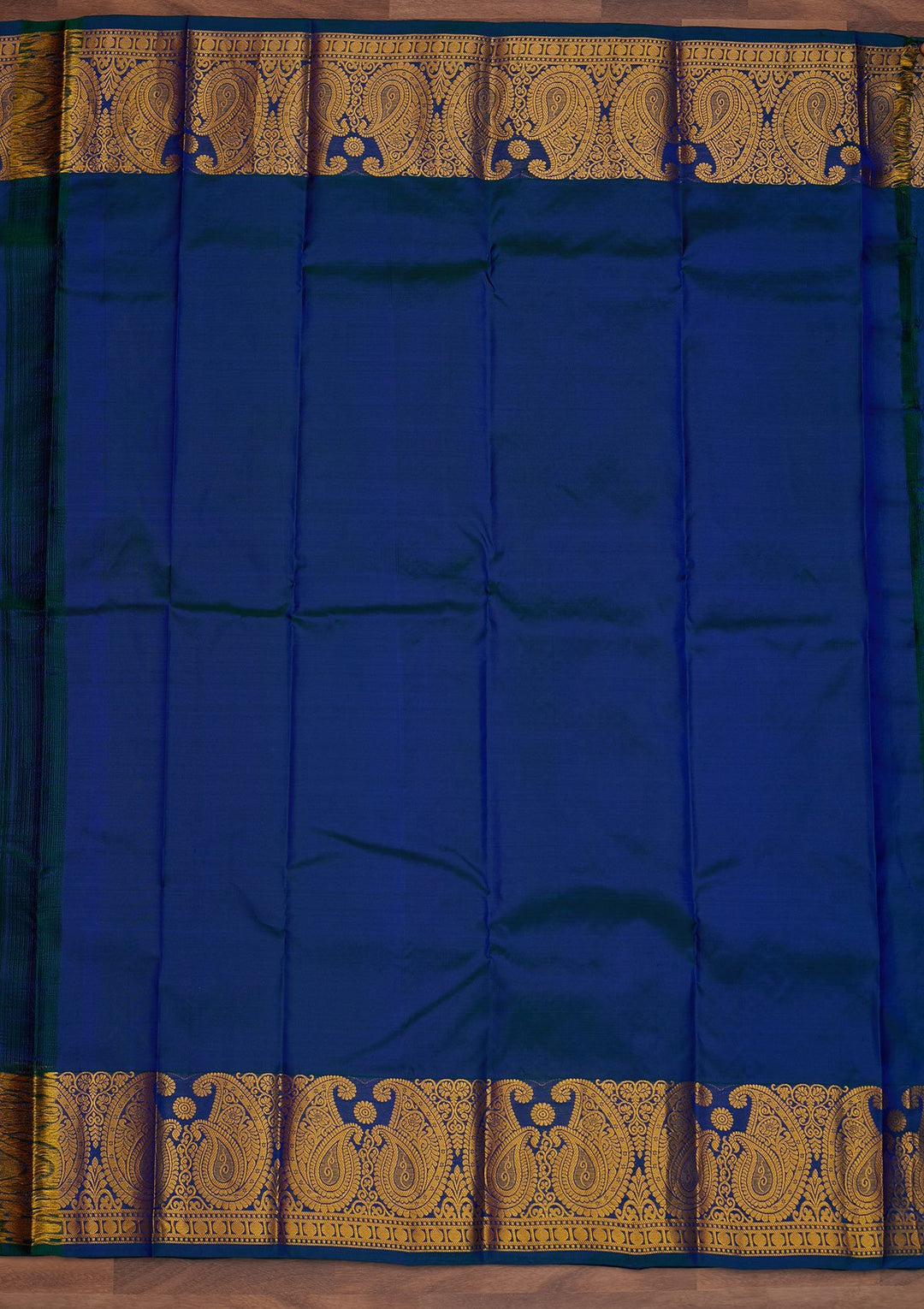 Peacock Blue Zariwork Pure Silk Designer Saree - Koskii