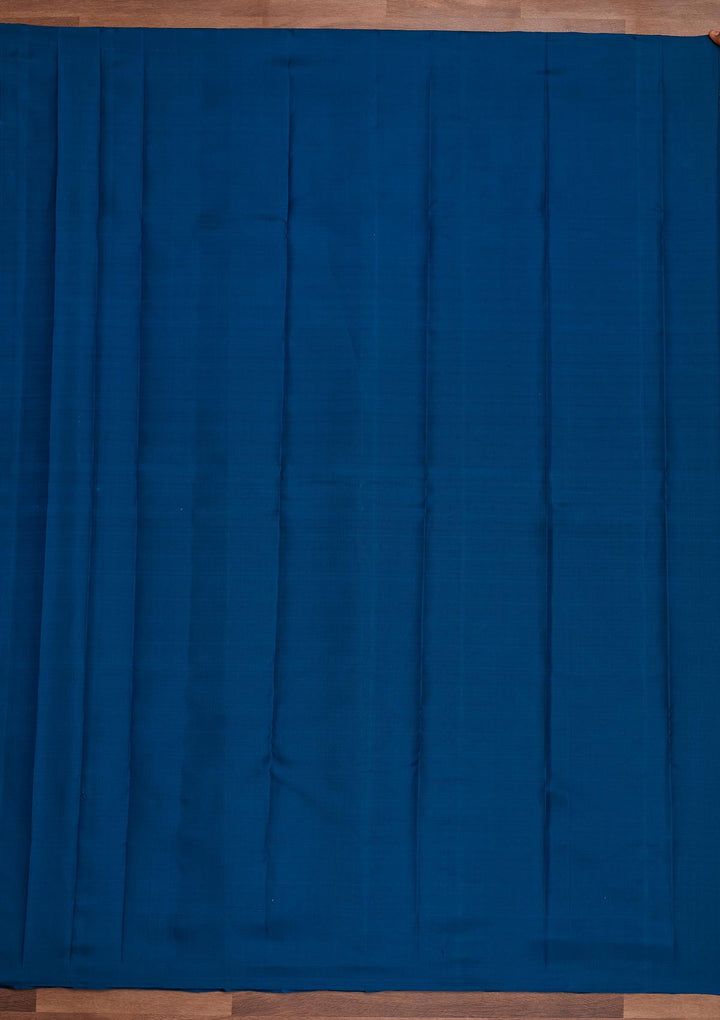 Peacock Blue Zariwork Pure Silk Designer Saree - Koskii