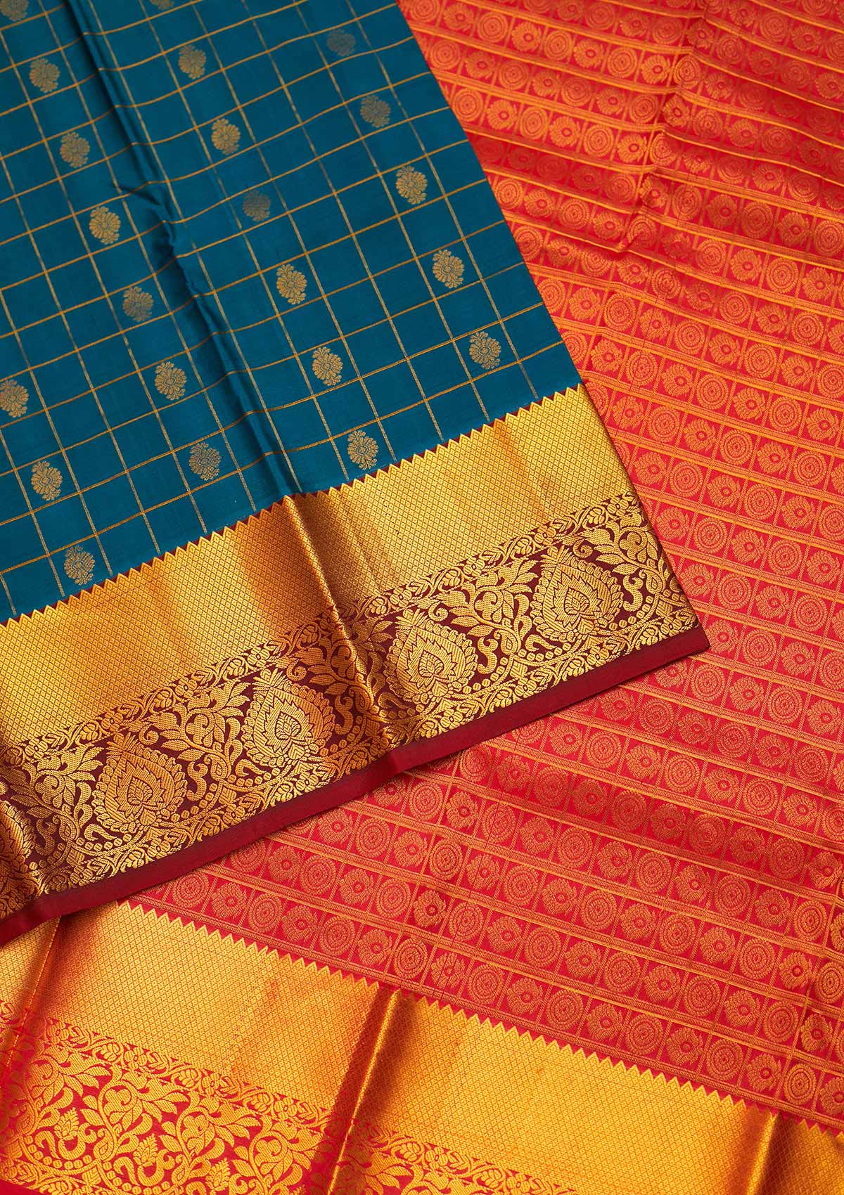 Peacock Blue Zariwork Pure Silk Saree - Koskii