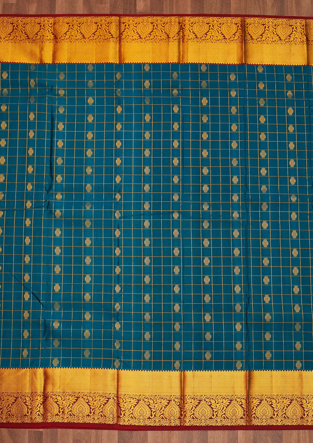 Peacock Blue Zariwork Pure Silk Saree - Koskii