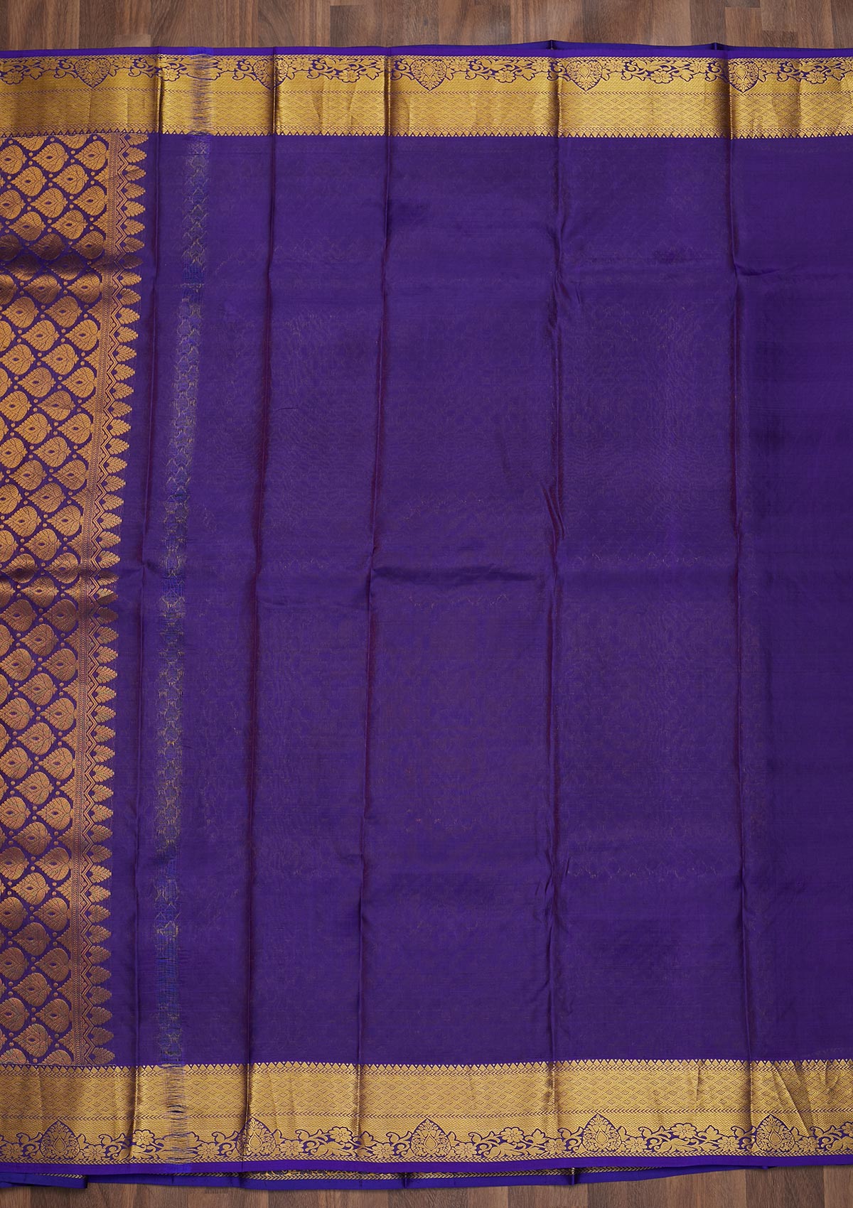 Peacock Blue Zariwork Pure Silk Saree-Koskii