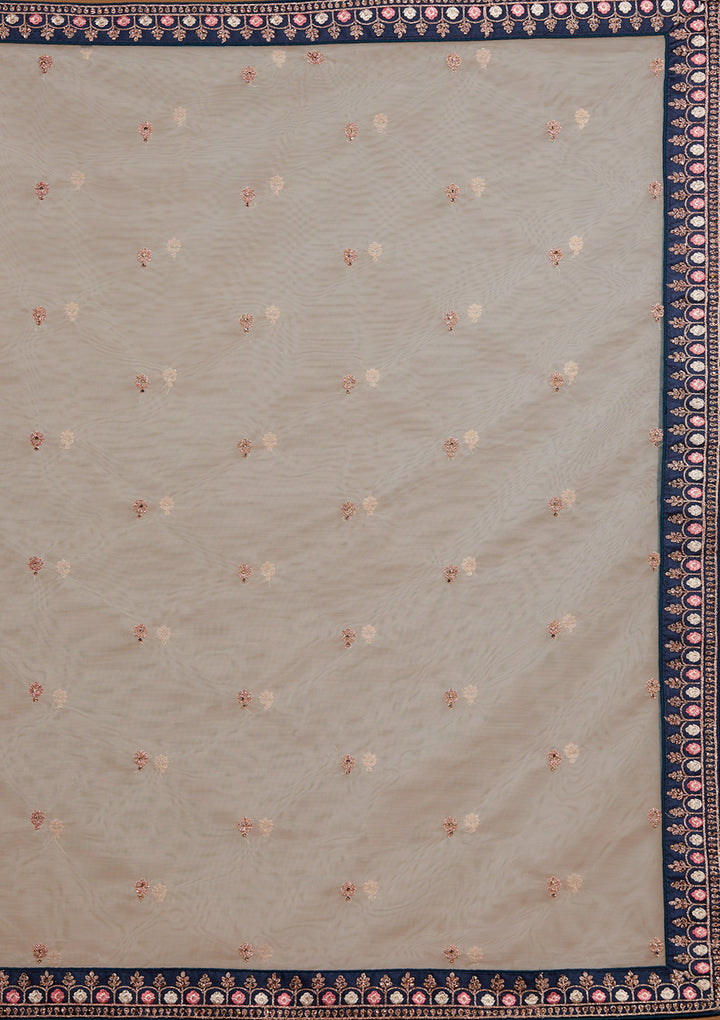 Peacock Blue Zariwork Raw Silk Designer Lehenga-Koskii