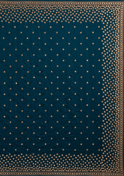 Peacock Blue Zariwork Raw Silk Designer Saree - koskii